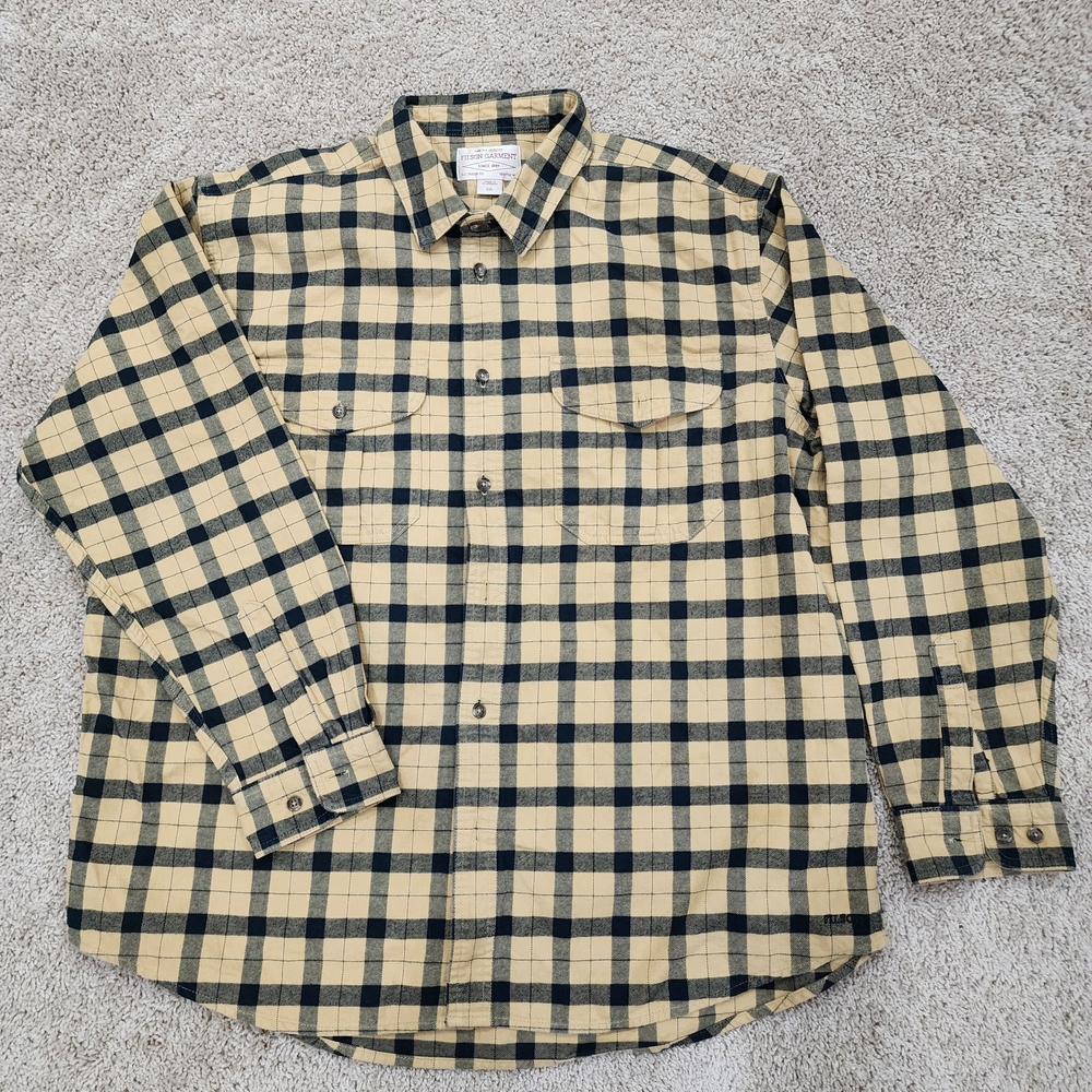 C.C. Filson Alaskan Guide Heavy Flannel Shirt Men’s Sz XXL Black & yellow plaid